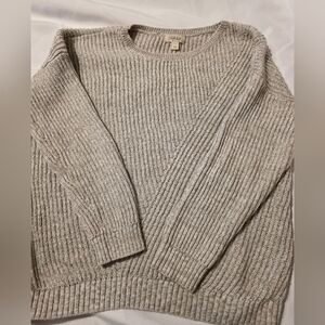 Style & Co Ribbed Knit Sweater Size Large | Neutral Oatmeal Cozy Pullover